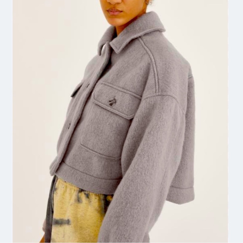 Urban Outfitters Lavender Gray Wool Blend Cropped Jacket Size Large